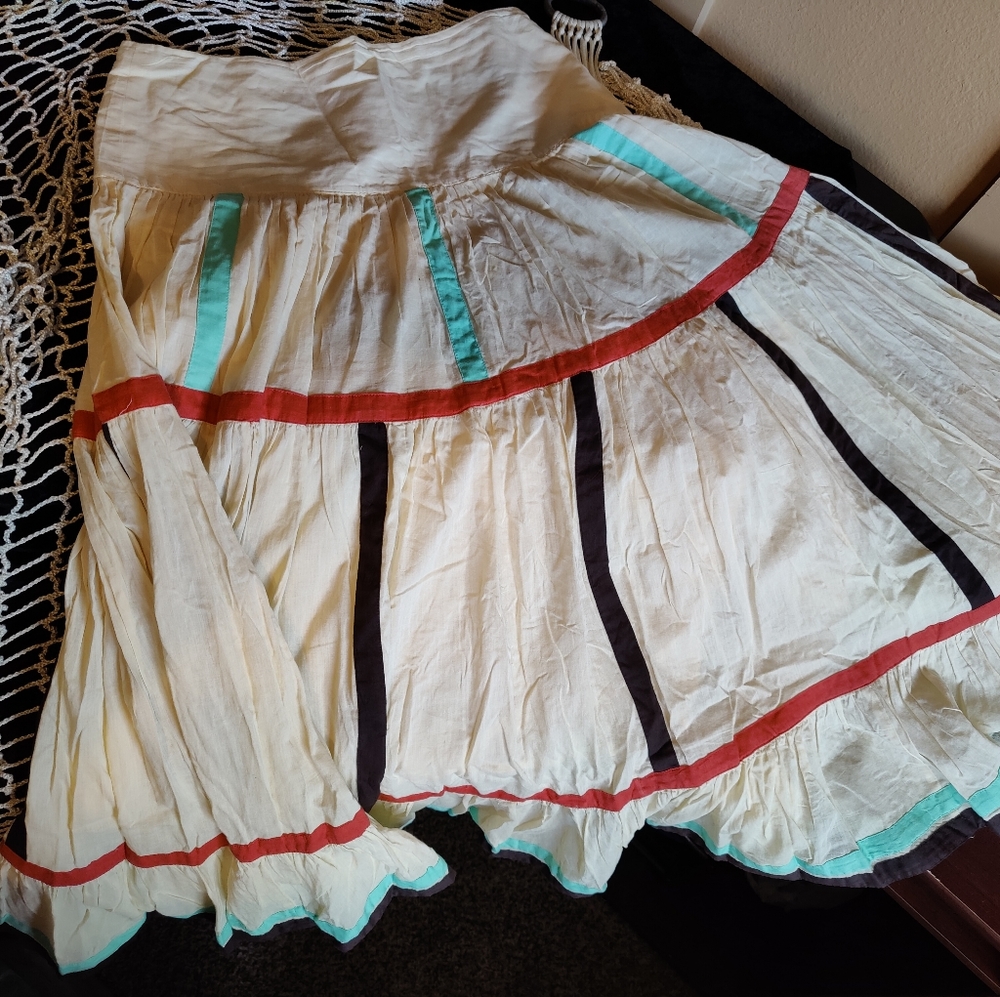 Long Bohemian Zippered Maxi Skirt, Off White